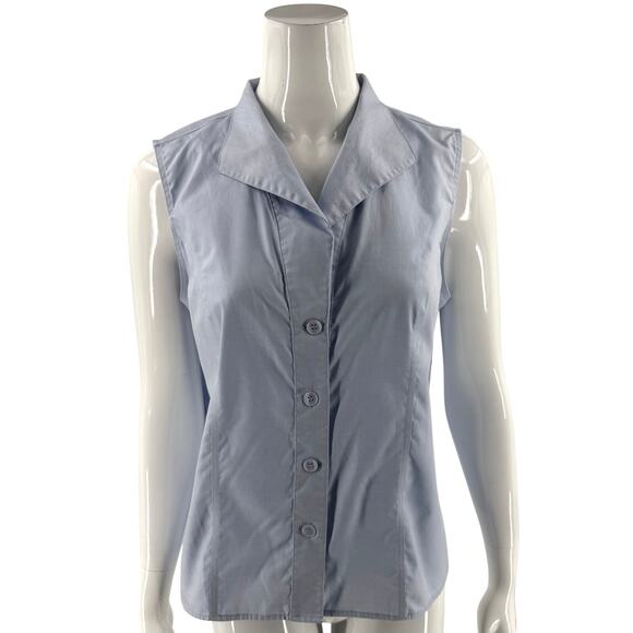 Calvin Klein Womens Sleeveless Button Up Top Size 14 Collared Non Iron Shirt - Picture 1 of 5
